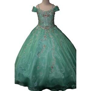 NEW LITTLE ROSIE girl's glitz pageant dress in mint